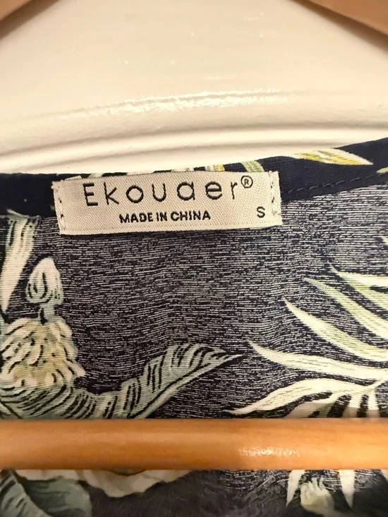 Ekouaer Tropical Pineapple House Dress Muumuu Snap Front Pockets Cotton Small - Picture 5 of 5